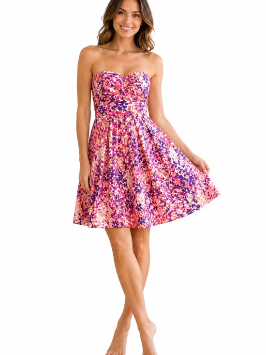 Shoshanna Dresses & Skirts - Shoshanna Strapless Floral Dress Size 6 Pink Purple Fit & Flare